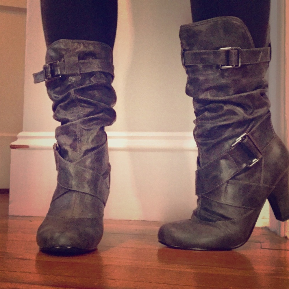Rialto Grey Slouchy Mid-Calf Boots